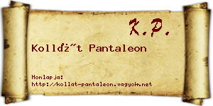 Kollát Pantaleon névjegykártya